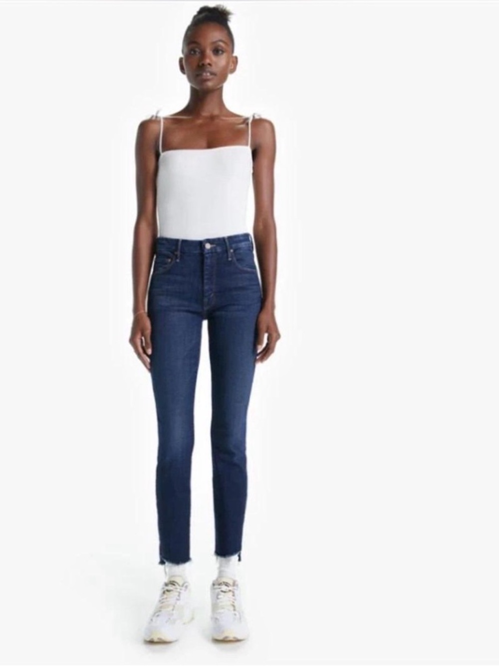 Mother The Looker Ankle Step Fray “Bombay Lost and Found” Jeans, Size 24